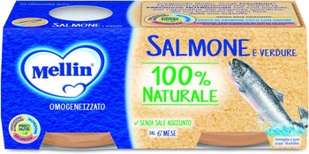 Mellin Omogeneizzato Salmone e Verdure, 24 Vasetti da 80 g