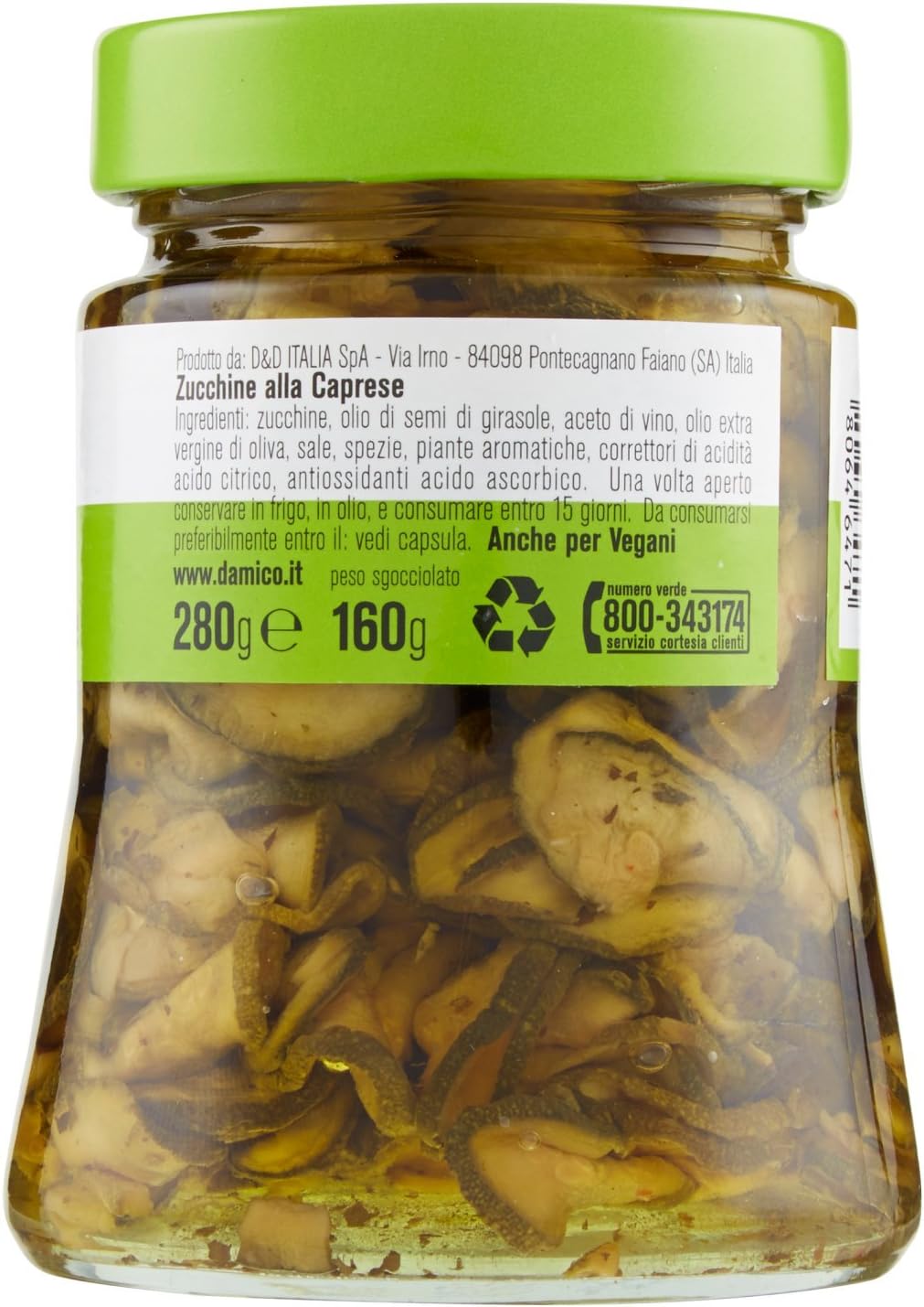 D'Amico Specialità Zucchine alla Caprese, 280g