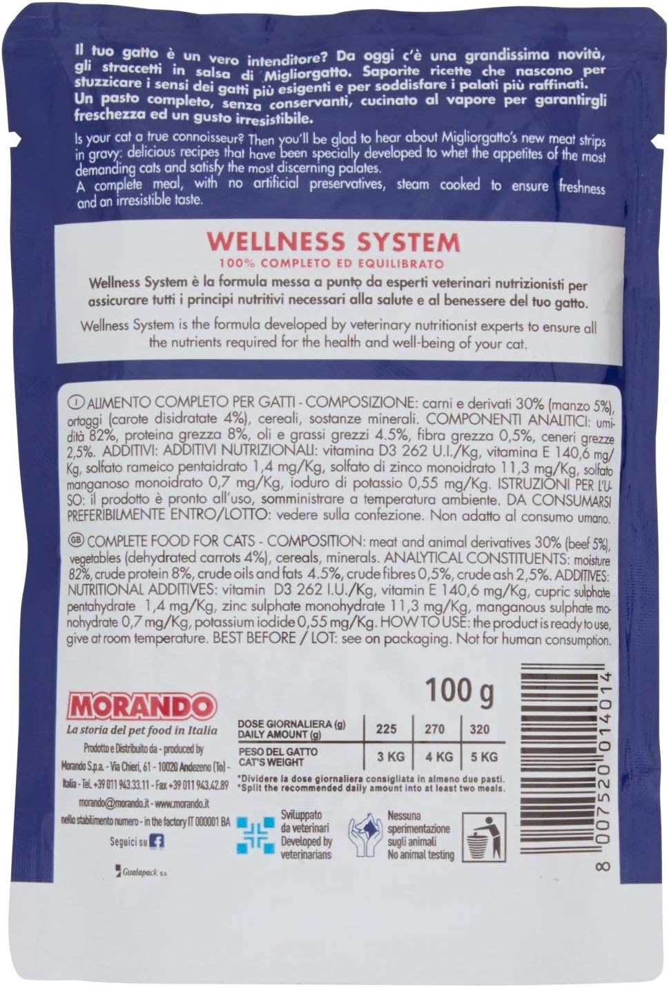 Migliorgatto Pouch strips Beef and Carrots