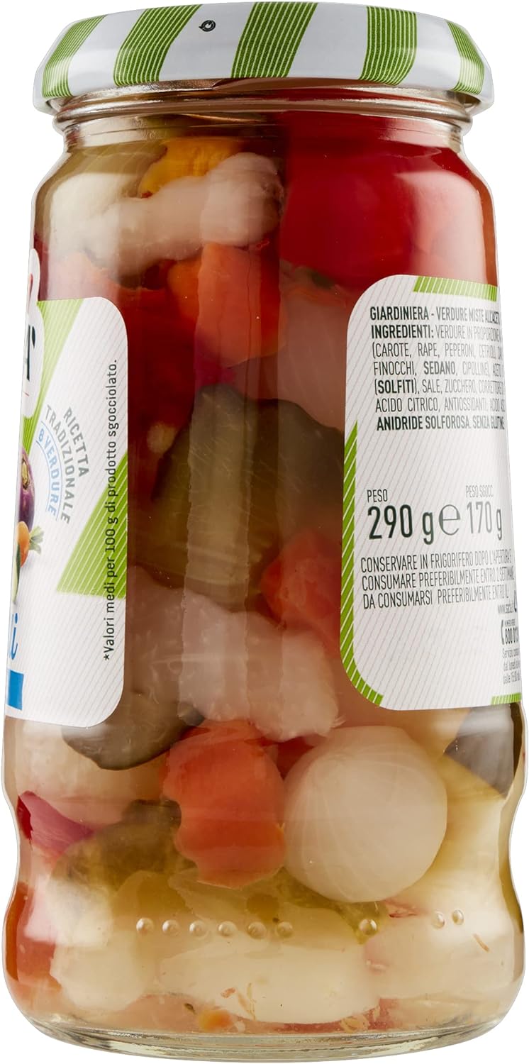 Saclà, Acetelli, Giardiniera, Ideale per Aperitivo, Antipasti e Preparazioni, Vaso Vetro, 290g (170g sgocciolato)