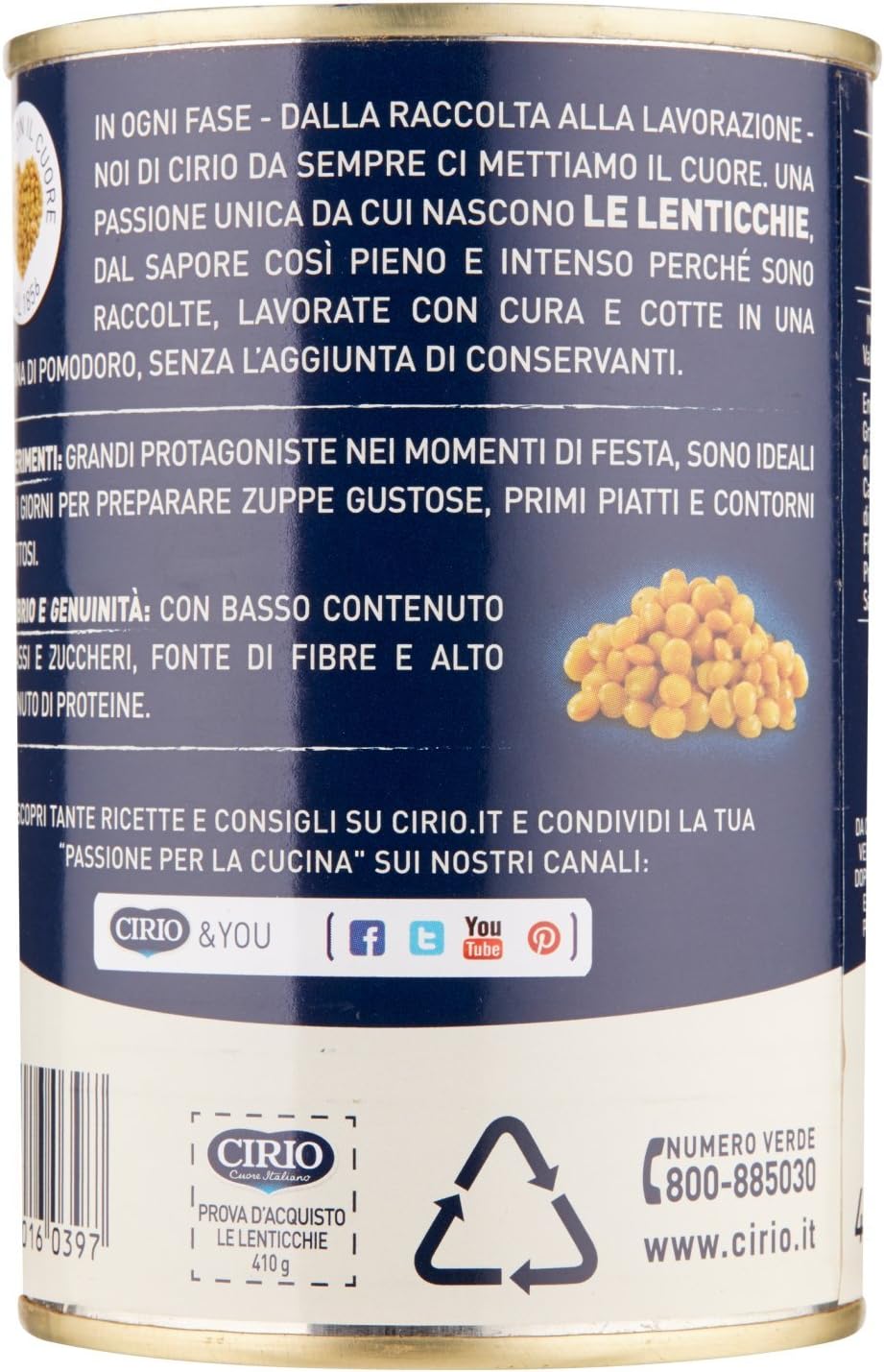 Cirio - Lenticchie, Tenere e invitanti - 12 pezzi da 410 g [4920 g]