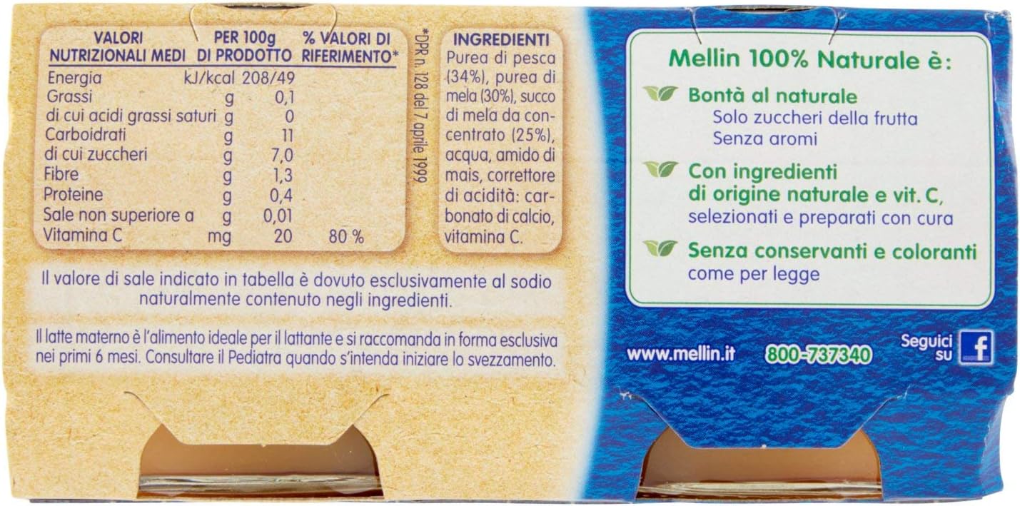 Mellin Omogeneizzato Pesca - 200 g