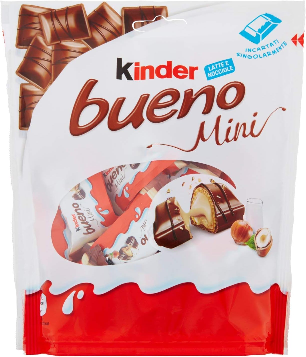 MINI KINDER BUENO CIOCCOLATO BARRETTE INCARTATE T.18 MINI BUSTA 108GR NOCCIOLA