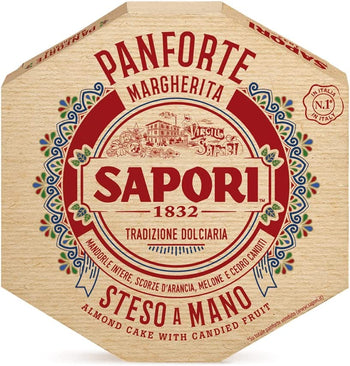 Sapori Panforte Margherita con Mandorle Intere, Scorze d'Arancia, Melone e Cedro Canditi, 350gr