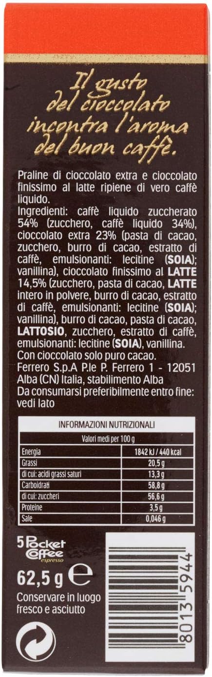 Ferrero Cioccolatini Pocket Coffee 5 Pz, 62.5g