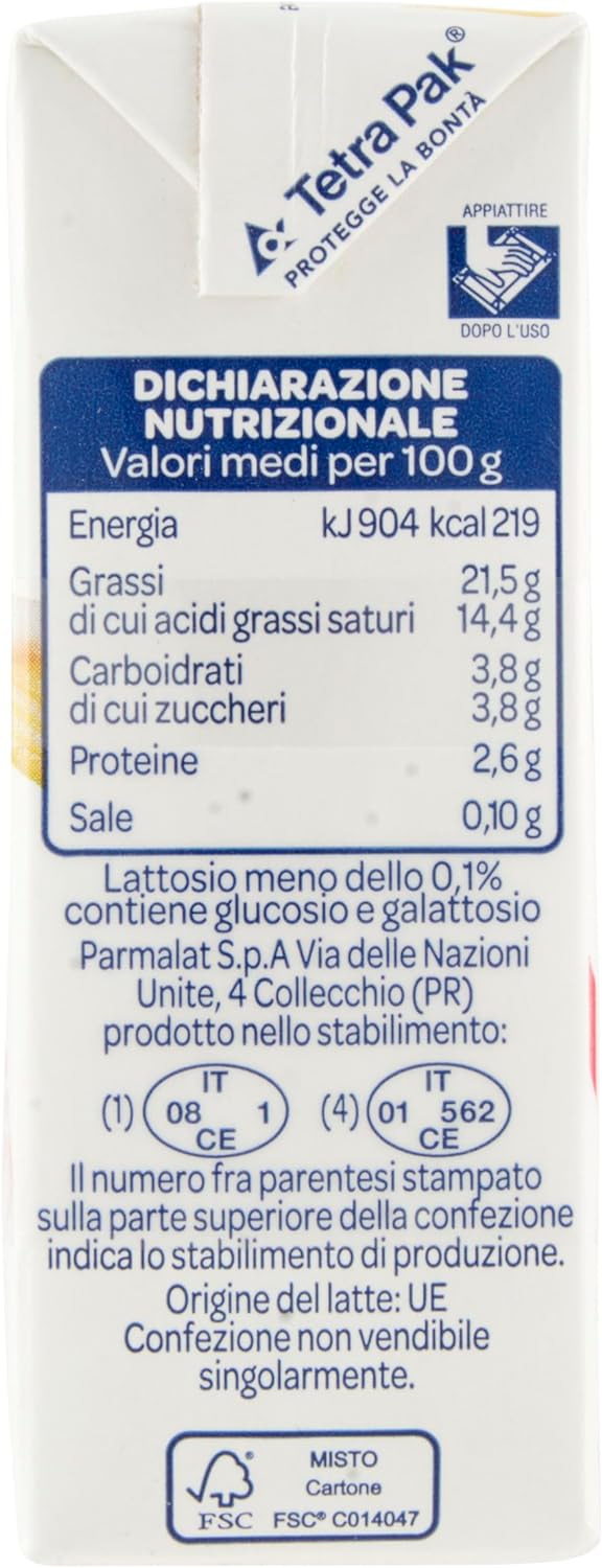 Chef, Panna Classica da Cucina Senza Lattosio, 3x125 ml