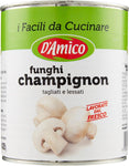 D'Amico - Funghi Champignon, Tagliati e Lessati al Naturale - 4 pezzi da 800 g [3200 g]