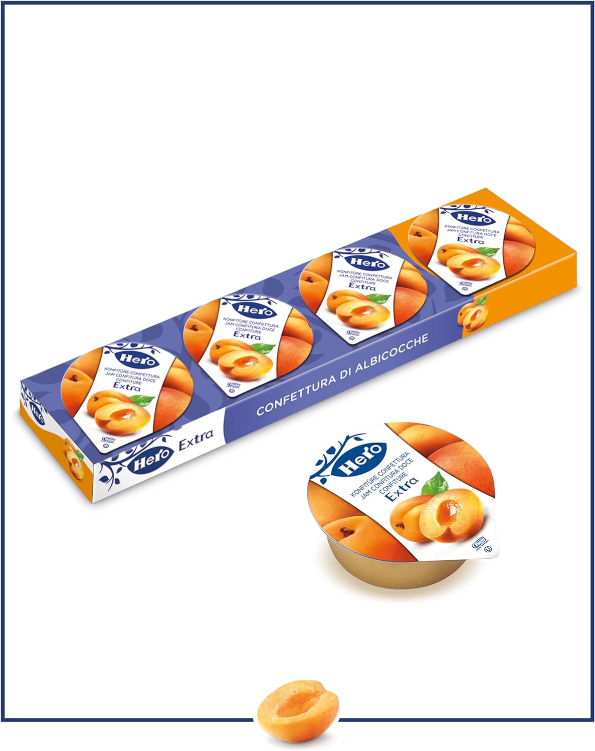 Hero Poker Confettura di Albicocche, Marmellata e Confettura Extra, Frutta di Alta Qualità, senza Conservanti e senza Coloranti, 30 Confezioni da 100 Grammi (4 Monodosi X 25 Grammi)