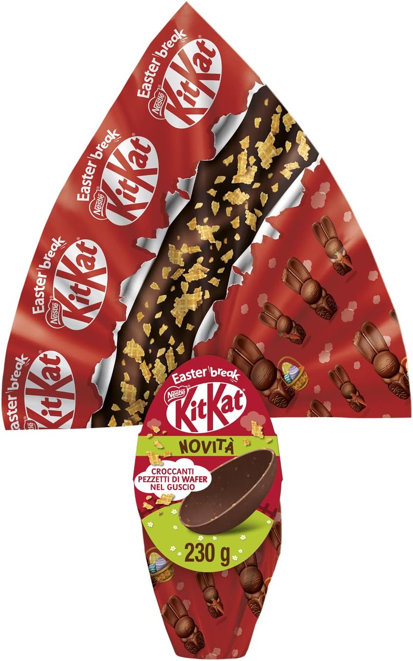 KITKAT Uovo di Pasqua Cioccolato al Latte con Wafer e KITKAT Bunny di cioccolato al latte ripieno 230g