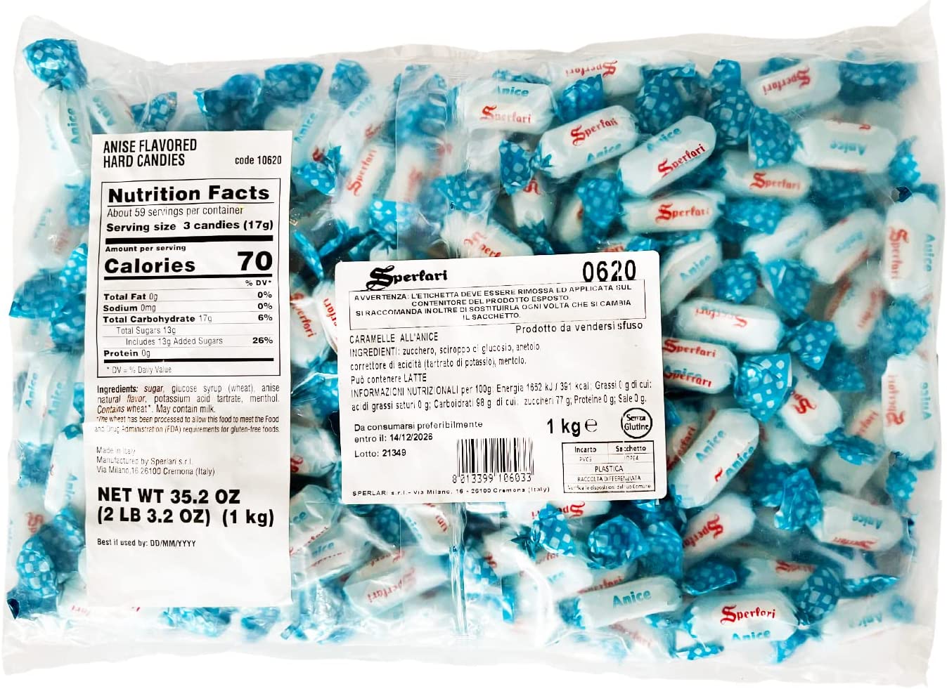 Sperlari Caramelle Dure All'Anice Incartate Singolarmente - 1 Kg