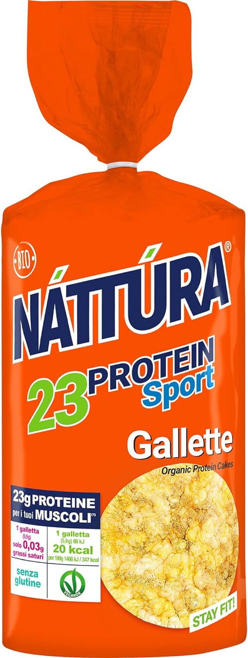 NATTURA PROTEIN SPORT Gallette, Snack Salati Senza Glutine, Gallette di Mais per Sportivi, Gallette Bio Vegane, 23% di Proteine, 100g