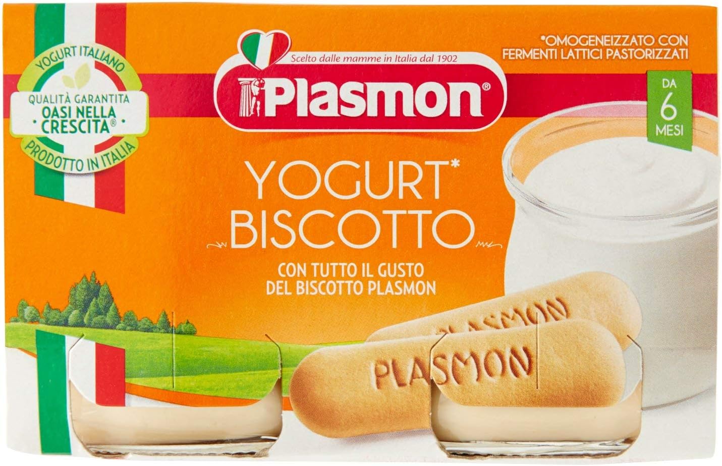 Plasmon Merenda Yogurt e Biscotto Omogeneizzato con Fermenti Lattici Pastorizzati, 2 x 120g