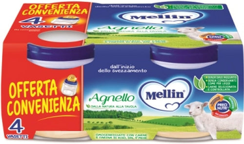 Mellin Omogeneizzato di Agnello, Blu, 4X80G