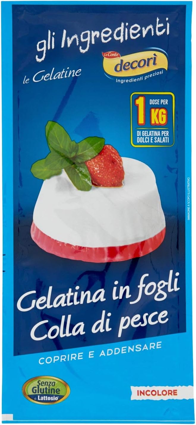 Lo Conte Decorì Gelatina in Fogli Colla di Pesce, 4 x 5g