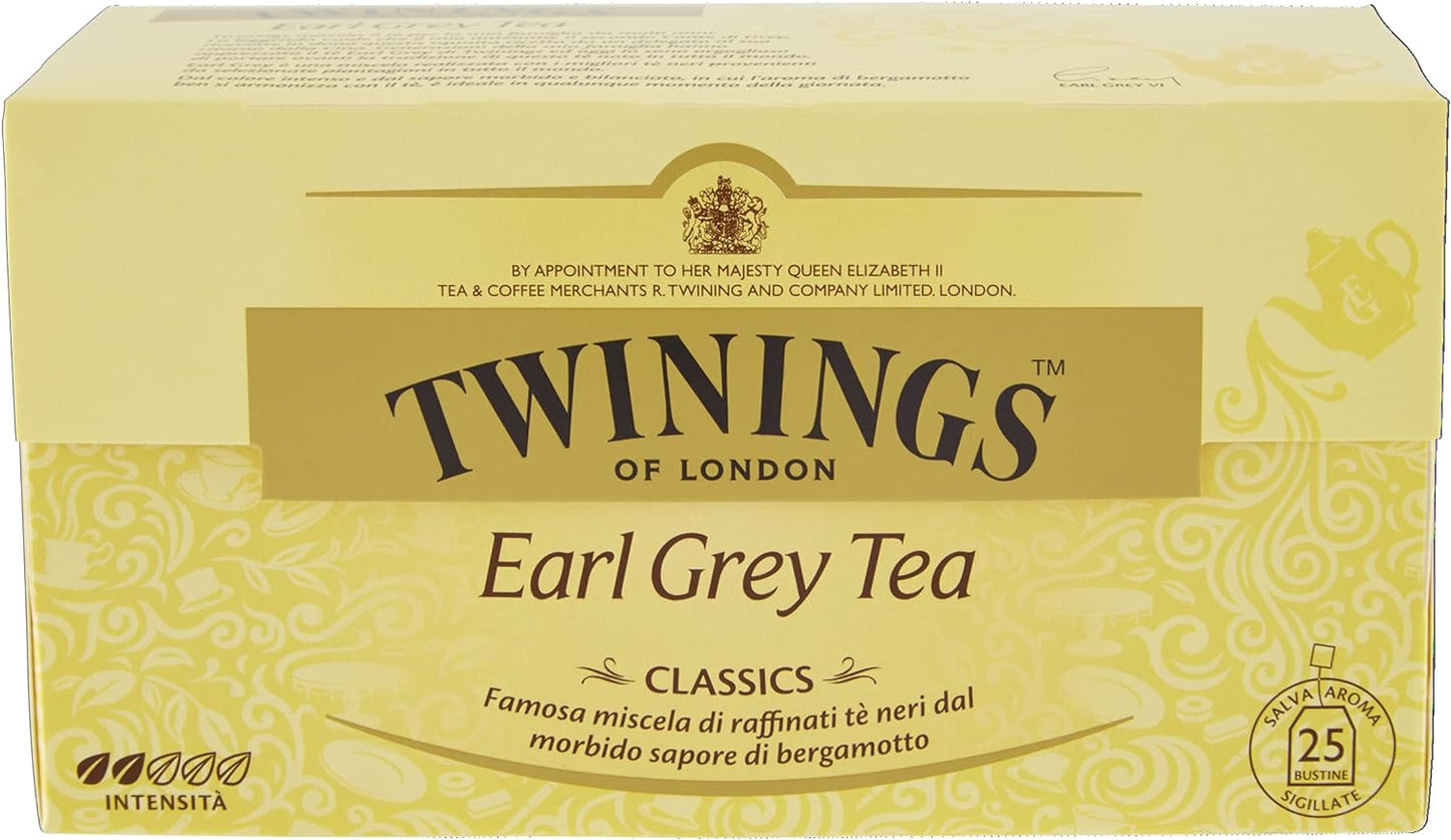 Twinings Earl Grey Tea Classics Sapore di Bergamotto, 25 Bustine