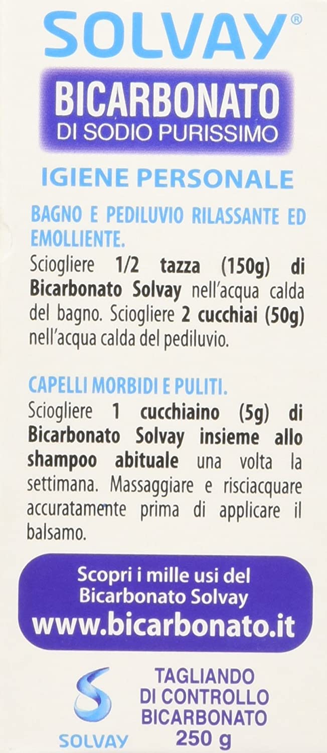 Solvay - Bicarbonato di Sodio, Purissimo, ad uso alimentare - pezzo da 250 g