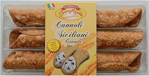 CANNOLI SICILIANI GRANDI DA RIEMPIRE MASCOLO CROCCANTI 200 GR 6 PEZZI FARCIRE