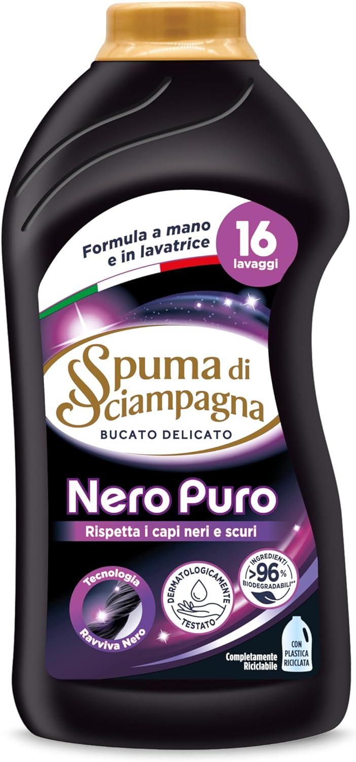 Spuma Di Sciampagna Detersivo per Bucato Liquido Delicato Nero Puro 16 Lavaggi - 800 ml