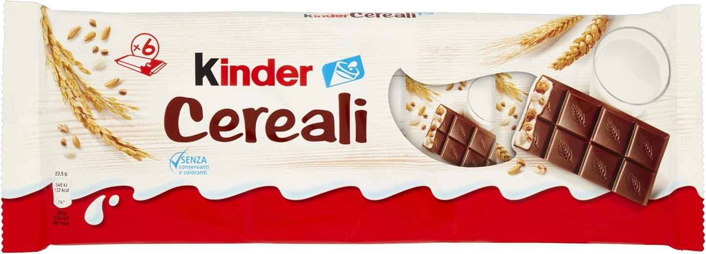 Kinder Cereali, tavolette di cioccolato ai cereali, 6 pezzi da 23,5 gr