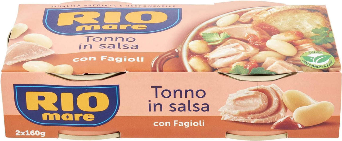 Rio Mare - Tonno in Salsa Fagioli e Tonno, Piatto Pronto da Gustare anche Caldo, 2 Lattine da 160g