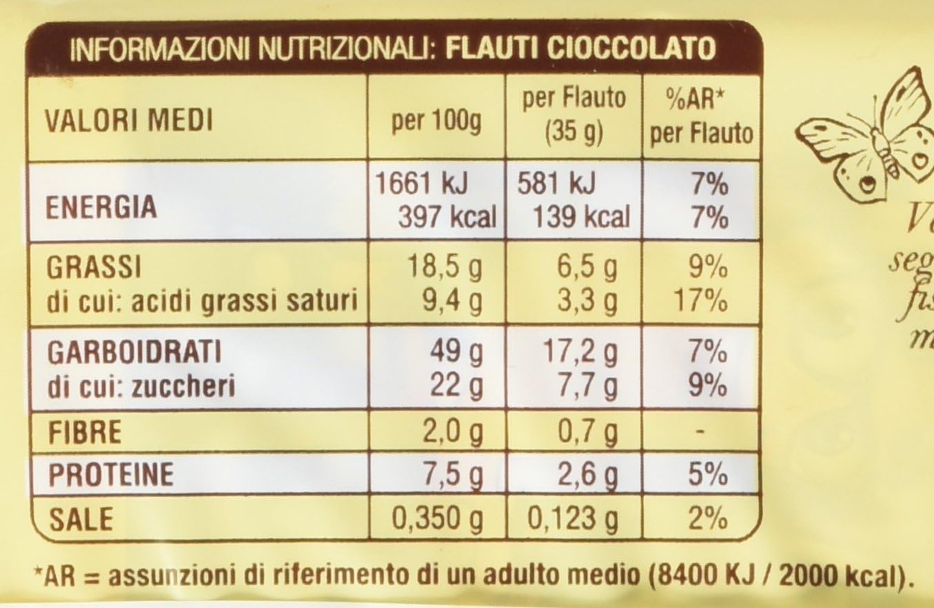 Mulino Bianco Flauti - Merenda con crema al cioccolato, 280 gr