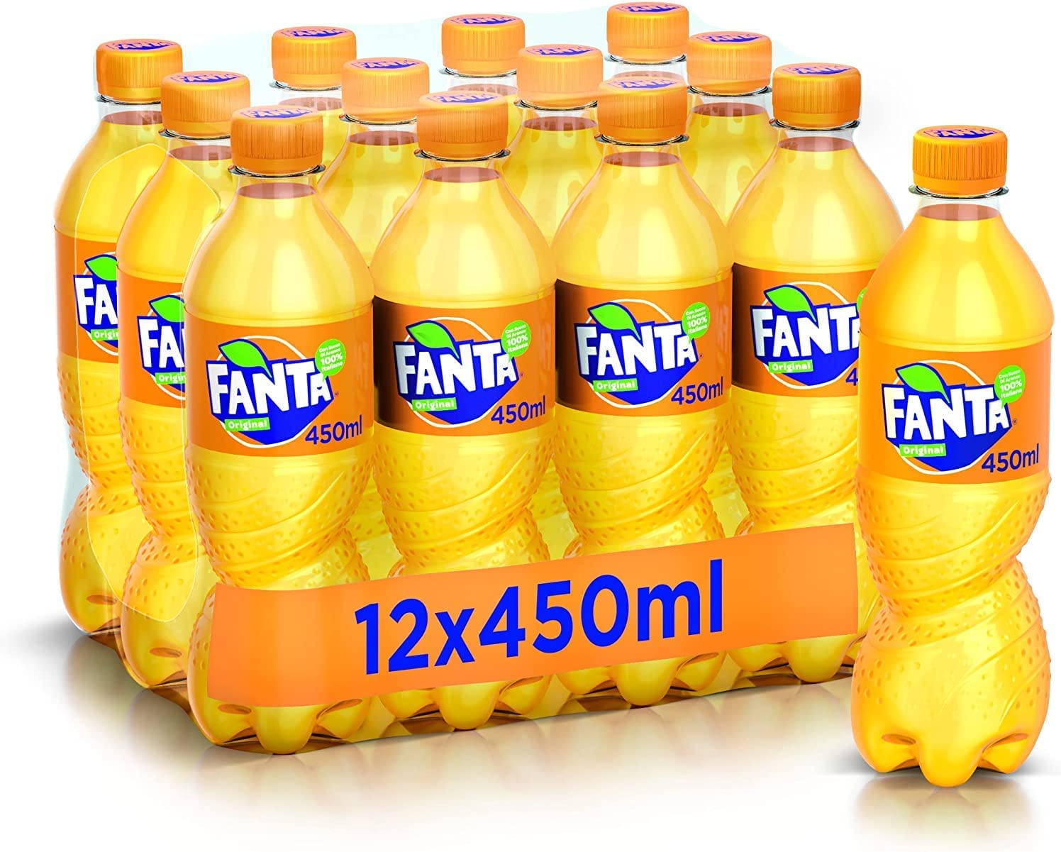 Fanta Aranciata Original Orange Drink PET 450ml Bevanda Gassata Bevanda 100% Arance Italiane 48x