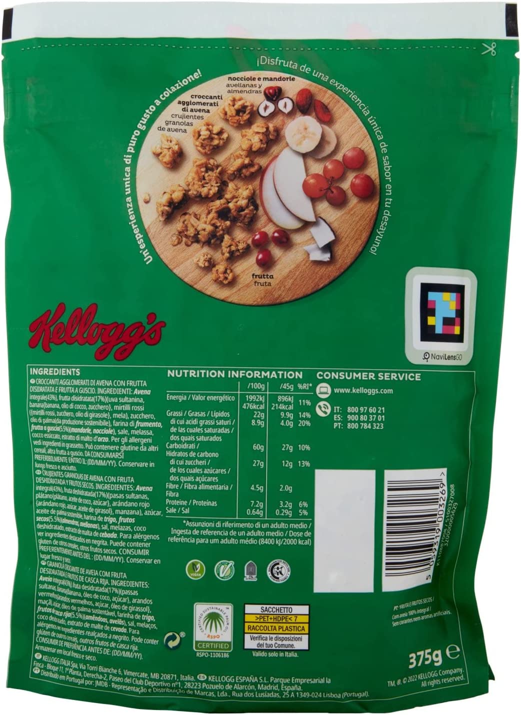 Kellogg's Extra Frutta e Frutta Secca, 375g