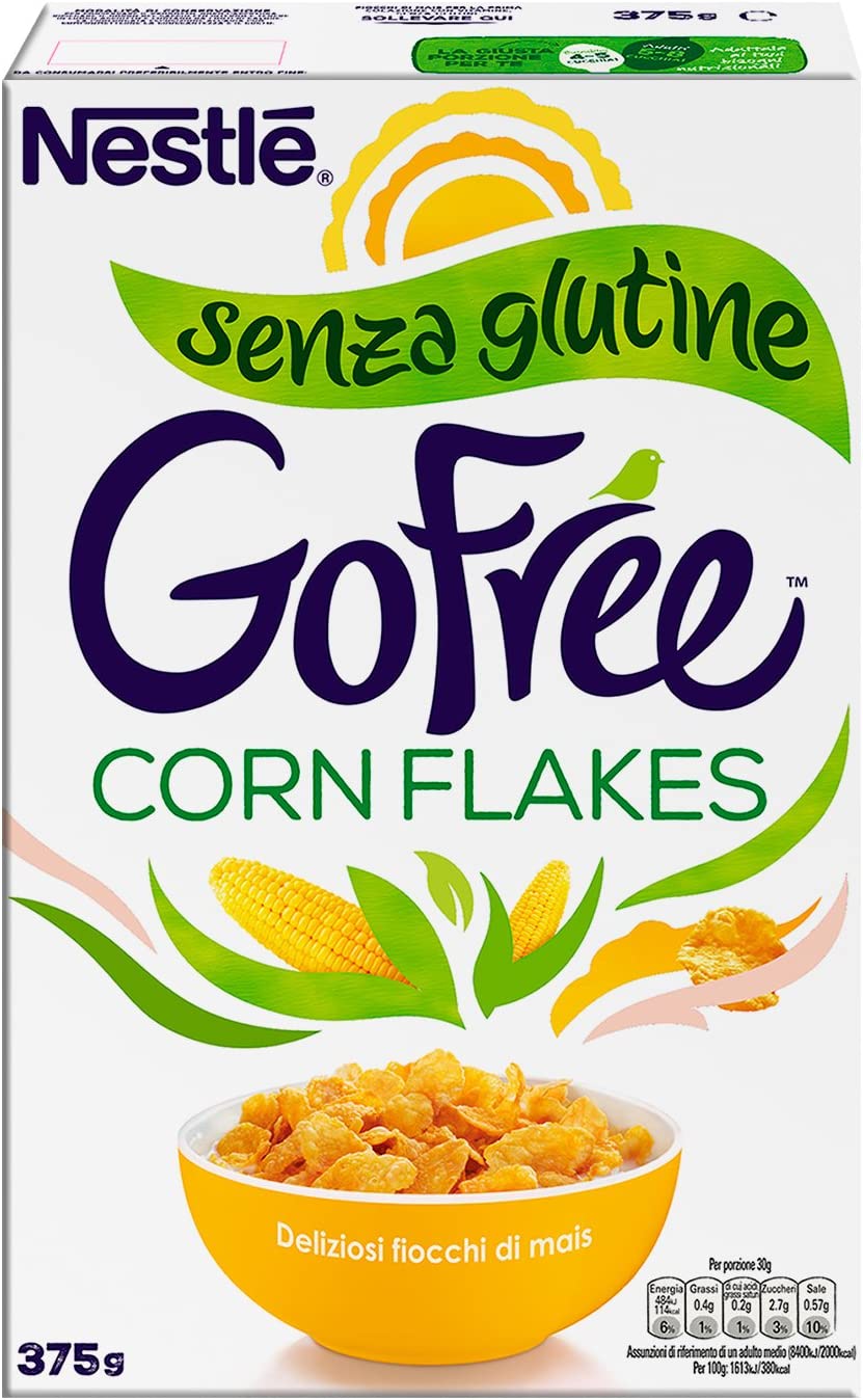 Nestlé Corn Flakes Gluten Free Fiocchi di Mais senza Glutine, 375 g