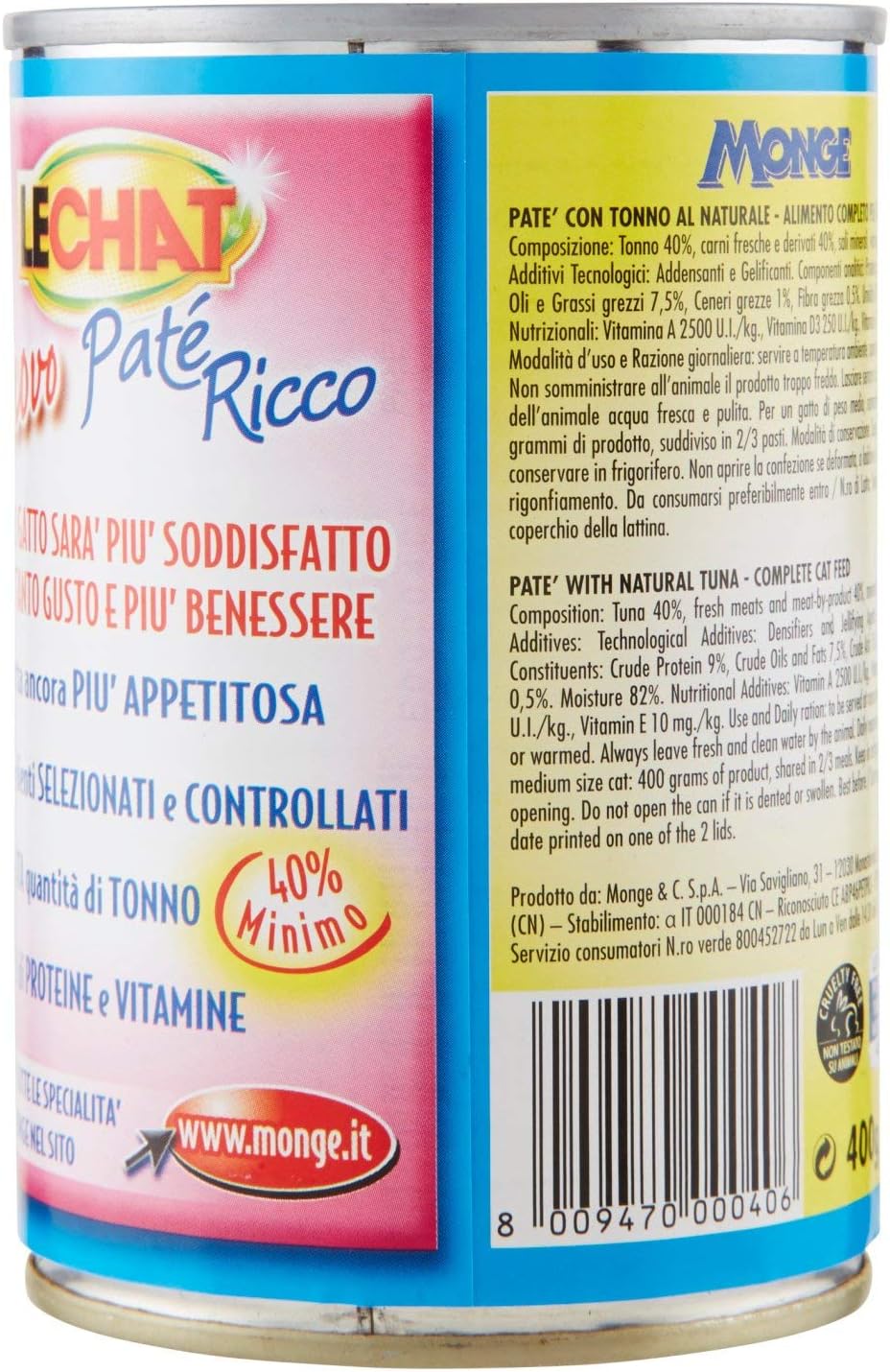 Lechat - Patã© Ricco, Con Tonno Al Naturale - 400 G - [confezione da 24]