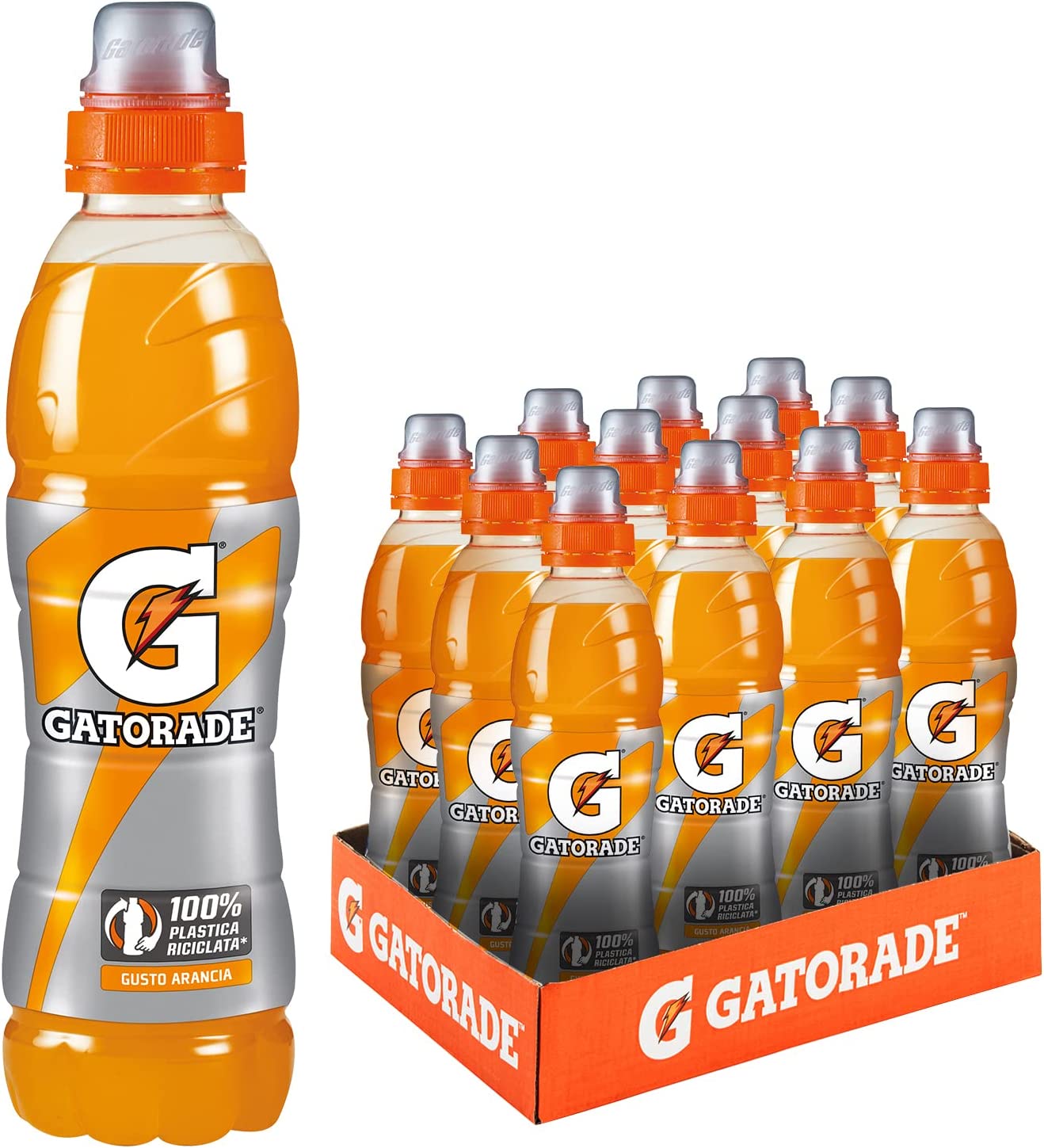 Gatorade, Sport Drink, Bevanda sportiva non Gassata Gusto Arancia, Aiuta il Reintegro dei Sali Minerali Persi, Formato da 12x500 ml