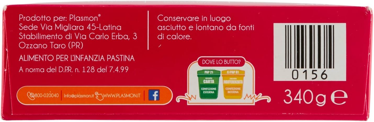 Plasmon Chioccioline con Calcio, Ferro e Vitamine B - 340 g
