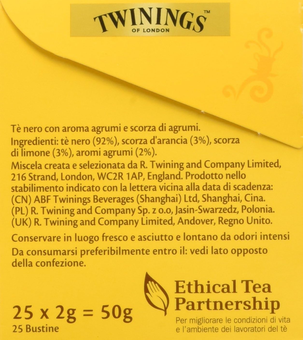 Twinings of London Tè Classic, Agrumance, 25 Bustine