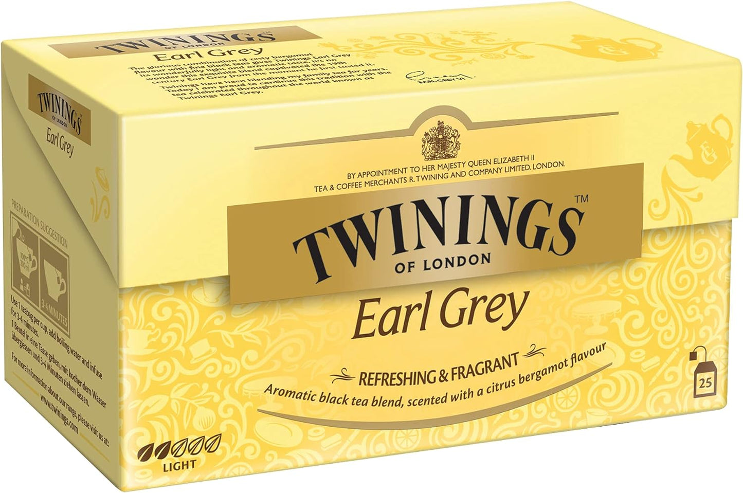 Twinings Earl Grey Tea Classics Sapore di Bergamotto, 25 x 2g