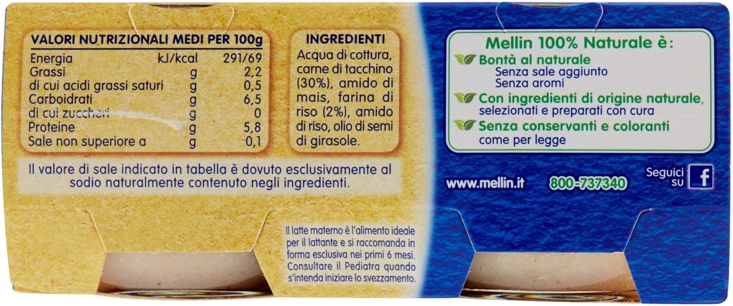 Pollo naturale omogeneizzato al 100% Mellin - 24 vasetti da 80 g (conf –  Raspada