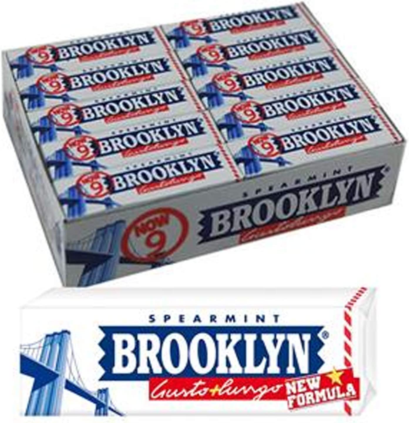 10 PACCHETTI GOMME DA MASTICARE BROOKLYN SPEARMINT MENTA BIANCHE CHEWING GUM