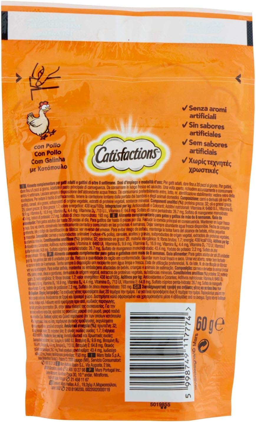 Catisfactions Alimento Complementare per Gatti con Pollo, 60g