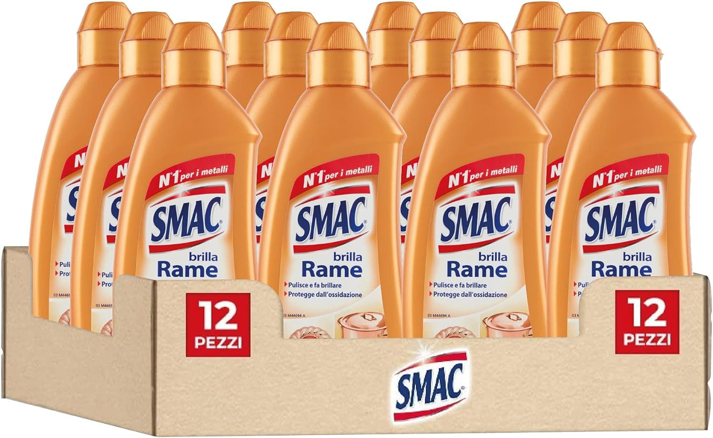 Smac - Brilla Rame, Detergente Crema, Protegge dall'Ossidazione, 250 ml x 12 Pezzi