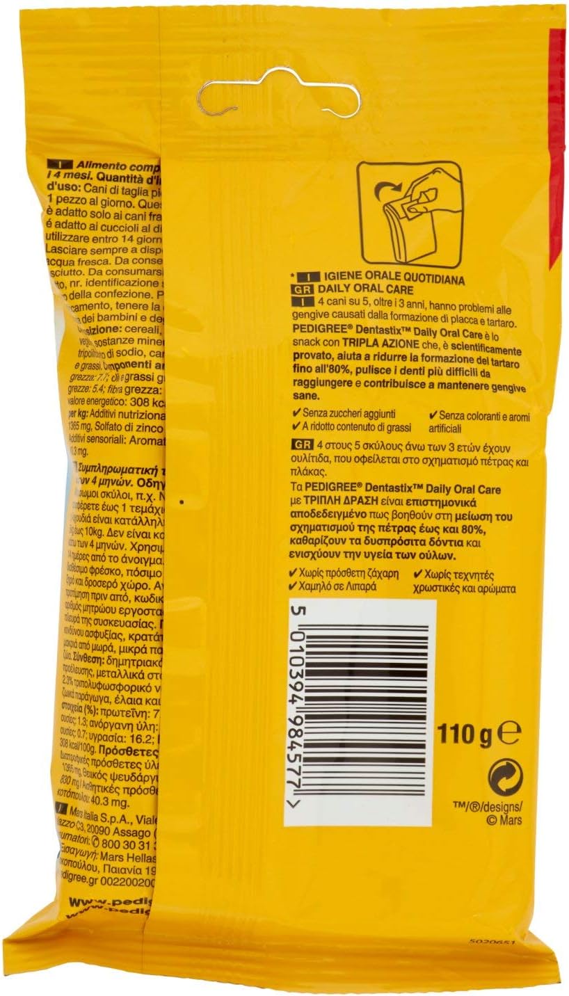 Pedigree Dentastix Uno al Giorno Mini 5-10 kg - 7 Pezzi da 110 gr