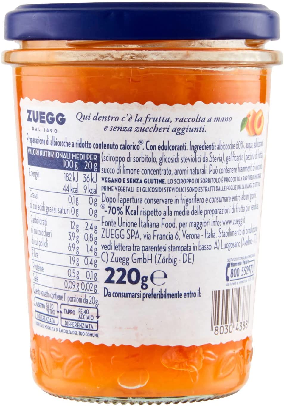 Zuegg Marmellata Albicocche, 220g