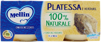 Mellin Omogeneizzato Di Platessa E Verdure 100% Naturale, 80 g, Confezione da 24