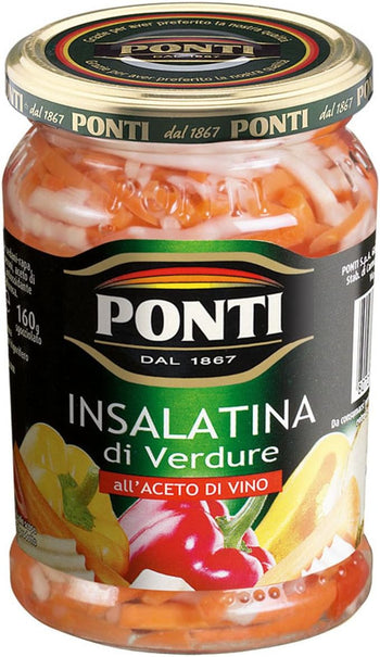 Ponti, Insalatina di Verdure all'Aceto di Vino, Fresco Mix di Verdure Croccanti, Condimento Ideale per Insalate di Verdure o come Antipasti, 100% Made in Italy, 290 gr