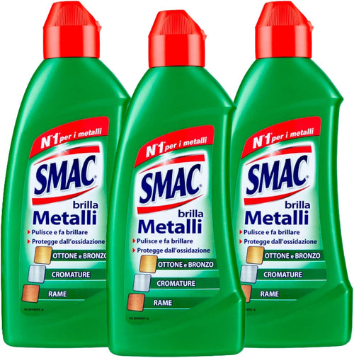 Smac - Brilla Metalli, Detergente Crema per Bronzo, Ottone, Rame e Cromature, Lucida e Protegge dall'Ossidazione, 250 ml x 3 Pezzi