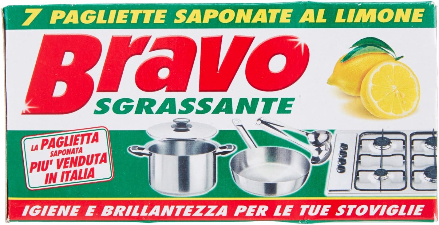 Bravo - Pagliette Saponate Al Limone per Detergenti per la Cucina, 7 Pezzi