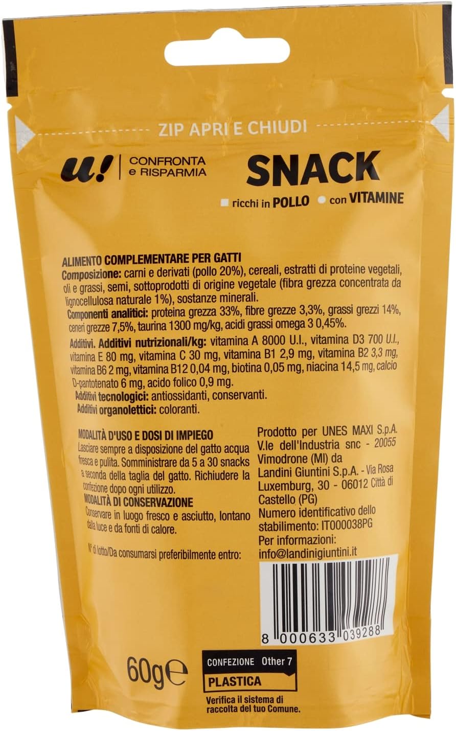 Crancy Snack Cat Plus con Pollo Fresco, 60g