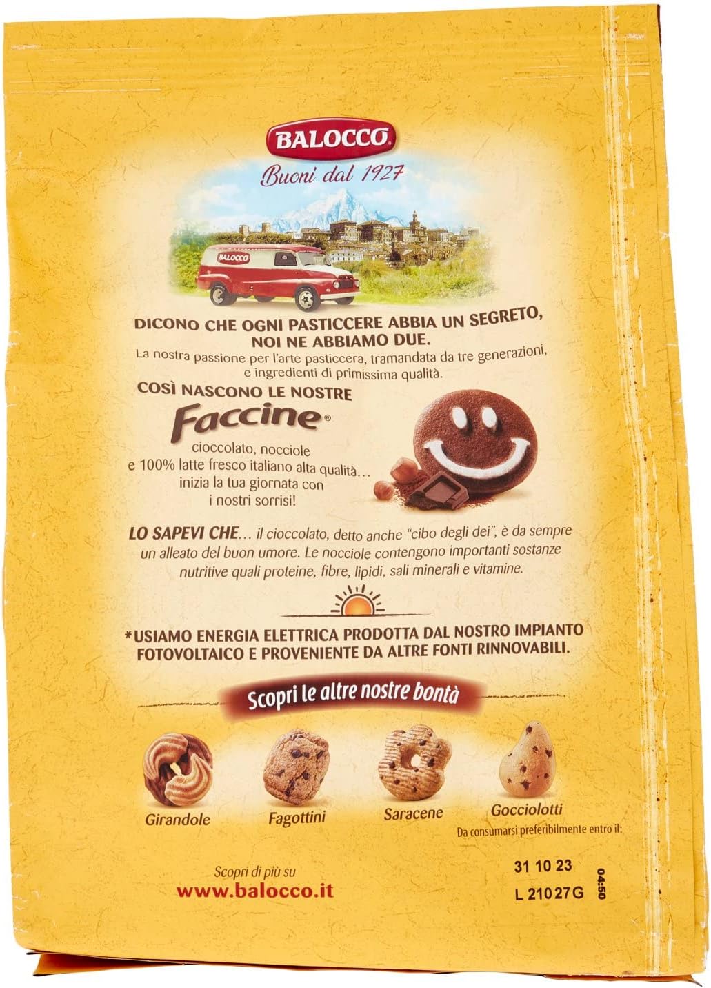 Balocco Faccine con Cioccolato e Nocciole, 700g