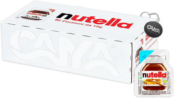 Ferrero Nutella Mini Vaschetta da 15gr - Confezione da 90 Pezzi per ogni evenienza (Viaggi, Feste, Eventi) con Portachiavi CAIYA®