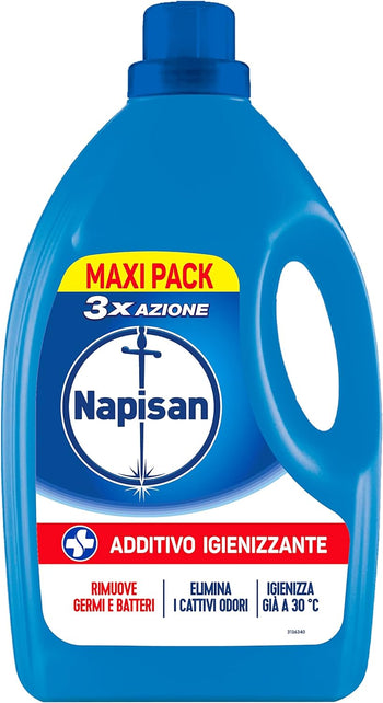 Napisan Additivo Igienizzante Lavatrice, Additivo Liquido per Bucato, Multi Azione, Formato Famiglia, Flacone da 2.4 Litri, 2400 millilitro, 1