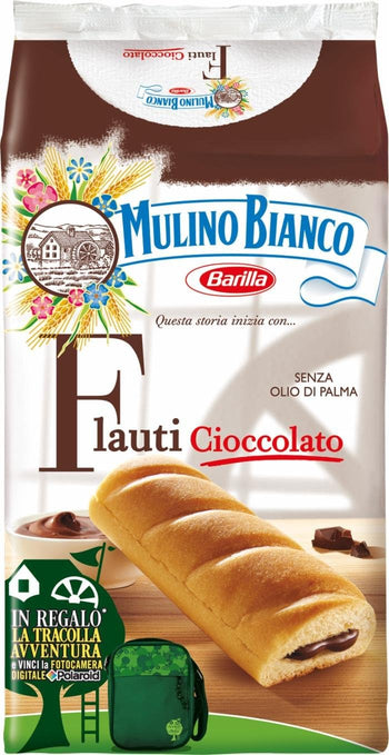 Mulino Bianco Flauti - Merenda con crema al cioccolato, 280 gr, Confezione da 8 pezzi