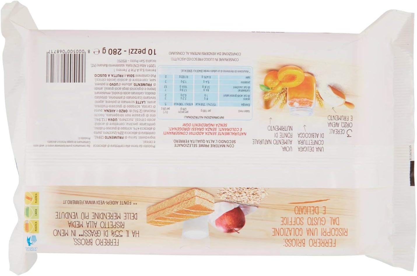 Ferrero Brioss Albicocca, Confezione da 10 Merendine, 280g