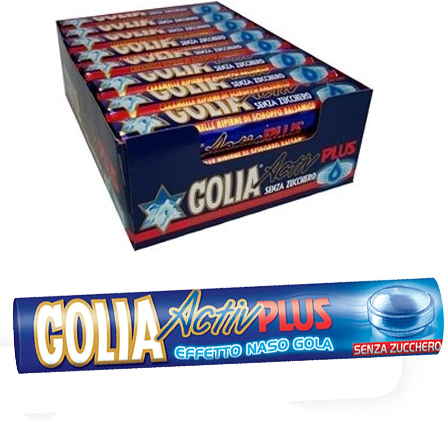 6 x CARAMELLE BALSAMICHE GOLIA ACTIVE PLUS PACCHETTO DA 34 gr MENTA GOLA